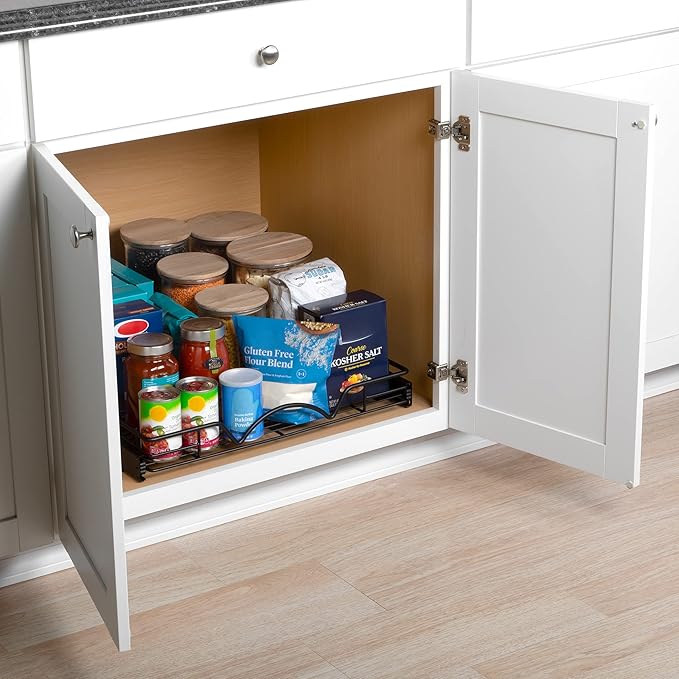 HOLDN’ STORAGE Pull Out Cabinet Organizer, Heavy Duty Caddy w/Lifetime Limited Warranty -20”W x 21”D - Requires At Least 21-1/4” Cabinet Opening, Steel Metal Cabinet Drawers Slide Out, Black