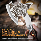 TIVOLI Camping Axe, Eagle - Patterned Survival Hatchet with Nylon Sheath, High Carbon Steel Blade Compact Outdoor Bushcraft Axe with Ergonomic Wood Grip, Camping Gear for Hiking, Chopping, Hunting