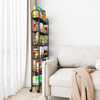 6 Tier Slim Storage Cart with Wheels, Metal Mobile Shelving Unit Organizer Utility Cart for Office Bathroom Kitchen Laundry Room Narrow Places (6inches)