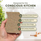 Plant-Based Kitchen Sponges (12 Pack) | USDA Biobased Certified | FSC & PETA Approved | Natural Cellulose & Coconut Scrubber Sponge | S-Shaped Design | Eco-Friendly, Non-Scratch, Non-Toxic & Vegan