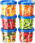 BiuLeon 6 Pack-24 oz Freezer Storage Containers, Plastic Food Storage Containers with Twist Top Lids, BPA Free and Reusable Soup Containers with Lids, Leakproof/Microwave/Dishwasher Safe