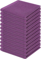 Homaxy 100% Cotton Waffle Weave Kitchen Dish Cloths, Ultra Soft Absorbent Quick Drying Dish Towels, 12 x 12 Inches, 12-Pack, Purple