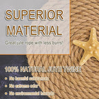 6mm Jute Twine String, 164 Feet 4 Ply Thick Heavy Duty Twine Rope for Crafts, Cat Scratching Post, Cats Toy Making, Gardening Plant, Packing, Bundling, Christmas, Wedding Decor