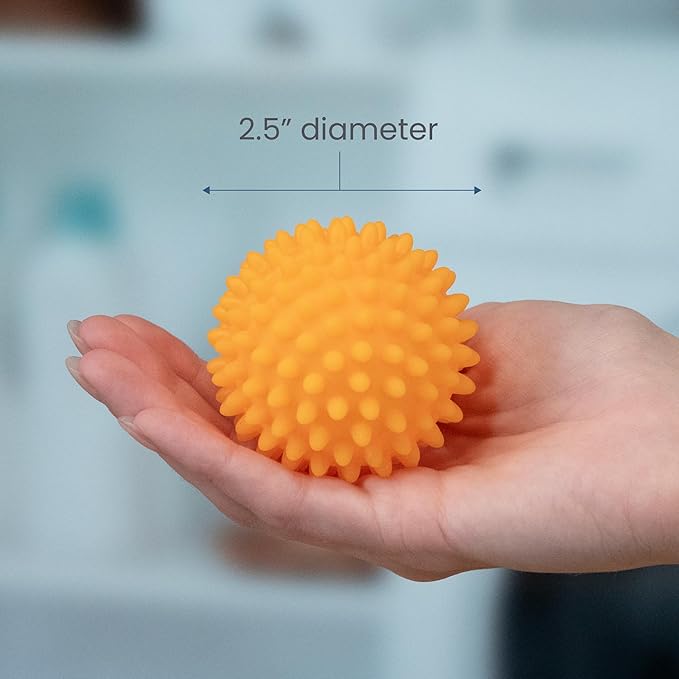 S&T INC. Reusable Plastic Dryer Balls, Fabric Softener for Laundry, Orange, 2.5 in, 6 Pack