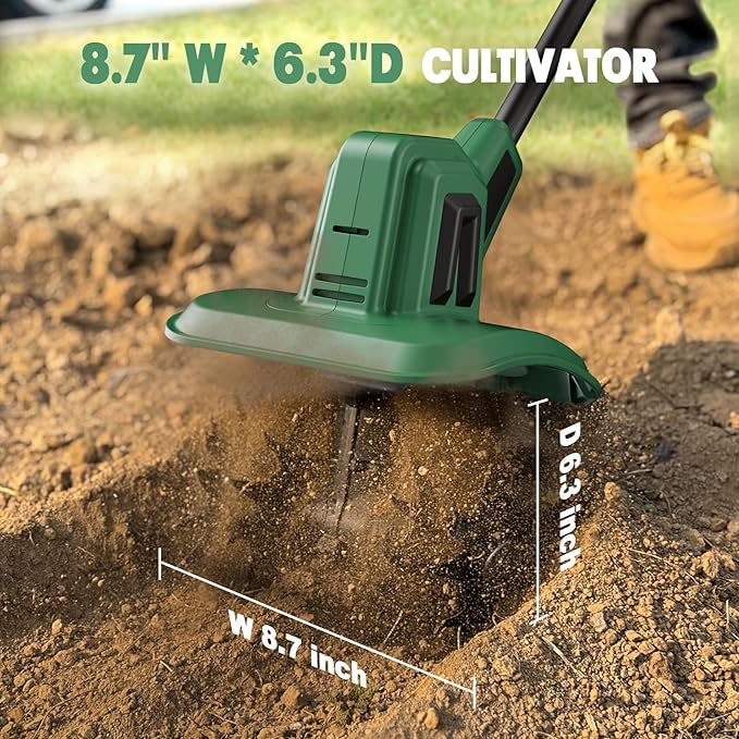 Cordless Tiller Cultivator Compatible with Makita 18V Battery(Tool Only), Electric Garden Rototiller w/270 RPM, 48 Steel Tines, 8.7" Tilling Width, 6.3" Depth, Portable Rotary Tiller for Soil