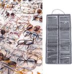 VICASKY Wall Hanging Eyewear Organizer Pouch, Medium Gray Felt Dustproof Glasses Storage Bag with Hanging Hook for Household Use