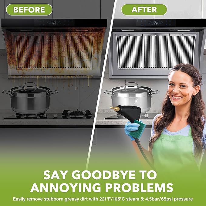 Steam Cleaner for Home & Car Detailing, 2500W Pressurized Handheld Steam Cleaner, 15s Fast Heating, 6 Levels Steam Output, 1.2L Water Tank