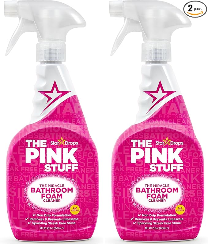Stardrops - The Pink Stuff - Miracle Bathroom Foam Cleaner 750ml - Baths, Tiles, Soap Scum, Limescale, Streak Free (Pack of 2)