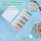 70-in-1 Shower Head Cleaner Kit - 50 Micro Brushes + 20 Steel Picks for Clogged Nozzles, Stanley Cups, 3D Printers, Faucets -Each Tools Storage Case, Tiny Hole Unclogging Tool