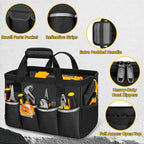 Tool Bag, Portable Tool Box Organizer Adjustable Shoulder Strap, Carry Tool Tote Heavy Duty Tool Storage Bag With Wide Mouth,Tool Bags for Men Mechanic EngineerGift - M, Black
