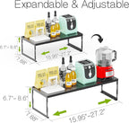Jojocross Adjustable Stackable Metal Storage Shelf Organizer - Expandable Wire Rack with Perforations for Kitchen, Pantry, Bathroom, Cabinet & Office-Compact, Durable & Sturdy (1PACK/Medium/Black)