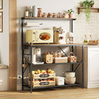 Huuger 4-Tier Bakers Rack with Reversible Power Outlet, 39.4 Inch Microwave Stand, Kitchen Bar, with Top Shelf, 6 S Hooks, White
