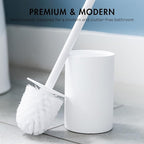 Matte White Toilet Bowl Brush for Bathroom with Holder - Bathroom Cleaner Scrubber with Sleek Design, Sturdy, and Durable Bristles