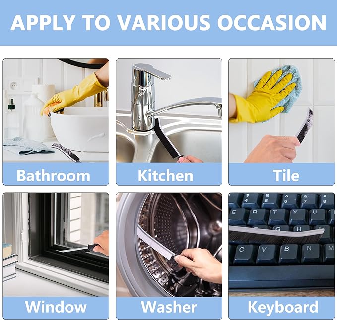 4Pcs Crevice Cleaning Brush Hard Bristle Crevice Cleaning Brush, Ginsco Multifunctional Crevice Cleaning Tools, Scrub Brush Grout Cleaner Brush Small Brush for Household Use Kitchen Bathroom