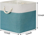 Bidtakay Fabric Baskets for Closets Shelves Lined Set of 3 Large Square Collapsible Storage Bins for Organizing 13 X 13 Cube Storage Bins for Pantry Organization Storage(Teal Blue)