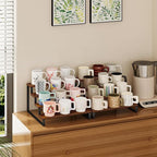 Giikin 4 Tier Spice Rack, Set of 2 Wooden Spice Rack for Countertop, Kitchen Counter Storage Shelves Cupcake Stand Holder Display Stand, Rustic Brown