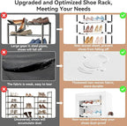 ROJASOP Shoe Rack with Covers 10 Tier Large Shoe Organizer Tall Shoe Closet Storage for 20-22 Pairs Shoe and Boot, Free Standing Shoe Rack Organizer for Closet, Entryway, Bedroom, White