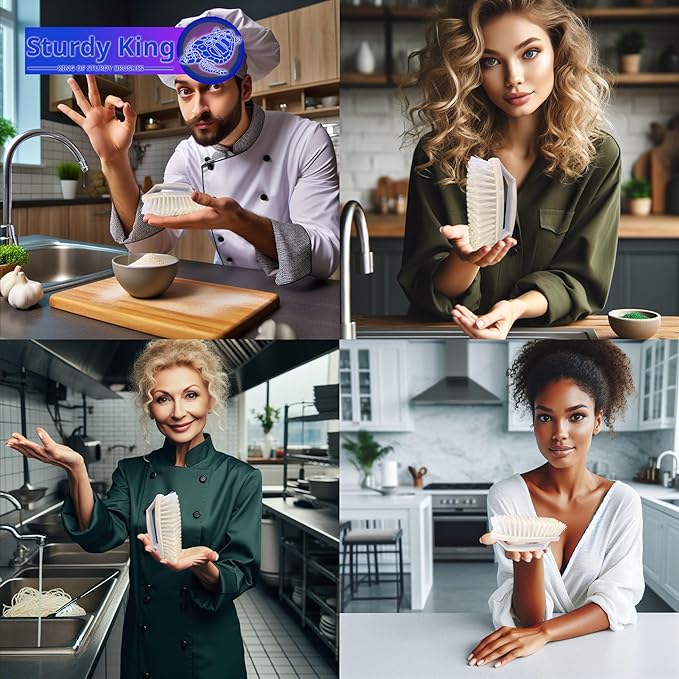 Scrub Brush Unbreakable Handle 6" White, Stiff Heavy-Duty Bristles Tough on Baked-on Grime Dishes Pots Grill Tub Shower Bathroom Tile Grout Floor Concrete Tires Carpet Unbreakable Handle