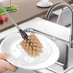 Stainless Steel Long Handle Water Bottle Brush, Flexible Scrubbing Brush for Cleaning Water Bottles, Baby Water Bottles, Glassware, Food Jars, Sports Jugs, Sobriety Jugs, 2 Pack, 15 in.