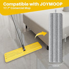 JOYMOOP 17.7-Inch Microfiber Flat Mop Replacement Pads – Washable Reusable Grey & Stripe, Pack of 4 Heavy-Duty Wet & Dry Refill for JOYMOOP Flat Mop & Bucket System