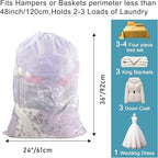 Polecasa Heavy Duty Diamond Mesh Laundry Bags, 24 x 36 inches Large Mesh Laundry Bag with Drawstring Closure and ID Tag, Laundry Hamper Liner, Laundry bag for College, Travel, Sports, Dorms,White