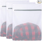 Vivifying Mesh Laundry Bags for Delicates, 3Pcs Honeycomb Mesh Wash Bags with Zipper for Washing Machine, Shoes, Lingerie, Socks and Stuffed Toys (Medium, 12.5 x 16Inches)
