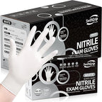 Disposable Nitrile Exam Gloves, 3-mil, Large, Case of 1000, White Nitrile Gloves Disposable Latex Free for Medical, Cleaning, Cooking & Esthetician, Food-Safe, Powder-Free, Non-Sterile