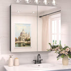 TokeShimi 30 x 26 Surface Mount Medicine Cabinet Mirror for Bathroom Black, Aluminum Recessed Medicine Cabinet Mirror with Storage with Stepless Adjustable Shelves Modern Farmhouse