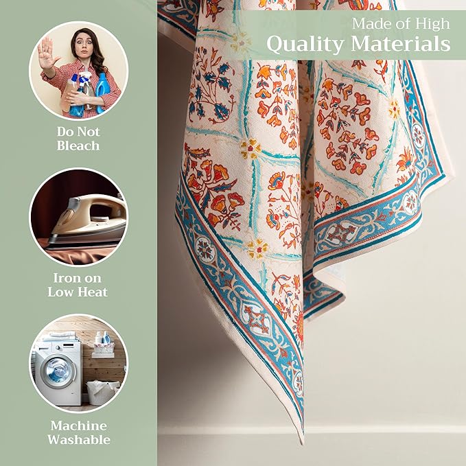 Maison d' Hermine Kitchen Towels Set of 3 100% Cotton 27.50" x 20" Reusable Cloth Tea Dish Towels Absorbent with Hanging Loop for Kitchen, Home, Dining, Cocktail Parties (Romane)