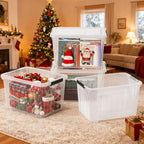 Zopnny 4-Pack Storage Box, 70 Quart Storage Container with Lids and Secure Latching Buckles, Plastic Wheeled Storage Bin Stackable and Nestable, Ideal for Home and Industrial Storage