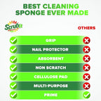Scrub Sponge by Scrubit –Multipurpose Cellulose Cleaning Sponges with Non Scratch Scouring Pad for Dishes, Pots, Pans, Glass Cooktop - Super Absorbent - Unique Shape to Protect Nails: 12 Pack