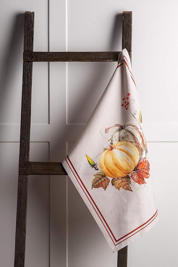 Maison d' Hermine Kitchen Towels Set of 3 100% Cotton 27.50" x 20" Reusable Cloth Tea Dish Towels Absorbent with Hanging Loop for Kitchen, Home, Dining, Cocktail Parties (Potiron)