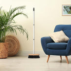 Superio Kitchen Broom Premium Black Tampico Bristles, with Grey Metal 3-Part Handle, Heavy Duty Household Broom - Easy Swiping Dust and Wisp, Home, Kitchen Bedroom, Lobby, Floors and Corners