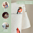 Maison d' Hermine Kitchen Towels Set of 2 100% Cotton 27.50" x 20" Reusable Cloth Tea Dish Towels Absorbent with Hanging Loop for Kitchen, Dining, Cocktail Parties Spring/Summer (Birdies on Wire)