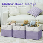 13 x 13 Inch Cube Storage Bins, 6 Pack Fabric Storage Basket with Handles, Foldable Boxes Organizer for Shelf Baskets for Home, Clothes (White/Purple)