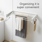 Clothes Drying Rack,Laundry Hanging Rack Collapsible,Wall Mounted Drying Rack for Laundry,Foldable Drying Rack Indoor Outdoor,31.5" Wide,5 Aluminum Rods with Hooks, 60 lb Capacity (White 31.5" Hooks)