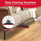 Broom with Dustpan Combo Set and Silicone Air Broom Kit, 51" Long Handle Floor Squeegee, Red Household Kit for Glass Window Rugs Pet Hair Home