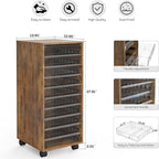 WOPITUES Plastic Storage Drawer Cart, Makeup Organizer and Storage with 10 Large Clear Drawers, Utility Wooden Rolling Cart on Wheels, for Cosmetic, Art Craft, Parts, Office Supplies, Toy, Brown