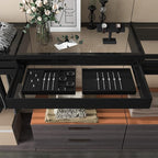 Oirlv 4 in 1 Black Premium Leather Multifunctional Jewelry Display Tray for Rings,Earrings and Bracelets Organizer and Storage