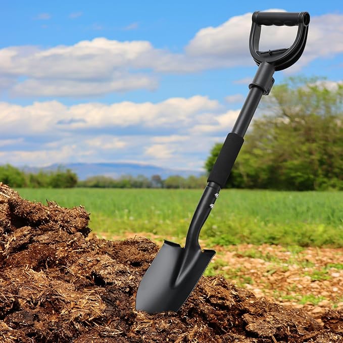 Shovel, Garden Shovels for Digging, 31” Small Spade with D-Handle Portable，Suitable for Car Snow Removal Trenching Kids Sand Beach Shovel Camping Gardening