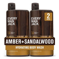 Every Man Jack Amber+Sandalwood Hydrating Mens Body Wash for All Skin Types-Cleanse, Nourish, and Hydrate Skin with Naturally Derived Ingredients-Paraben Free, Phthalate Free, Dye Free-24oz(Pack of 2)