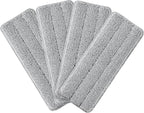 Flat Mop Pads, Reusable Mop Cleaning Refills, Microfiber Pads for BOSHENG Flat Mop or Mop Bucket System, Pack of 4 Washable 13-Inch Mop Heads - Grey
