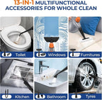 LABIGO Steam Cleaner, Pressurized Handheld 13pcs Multi-Purpose Natural Deep Cleaning Steamer, Portable Steamer for Cleaning Home, Grout, Kitchen, Car, Window, Upholstery, Bathroom and Clothes, Gray