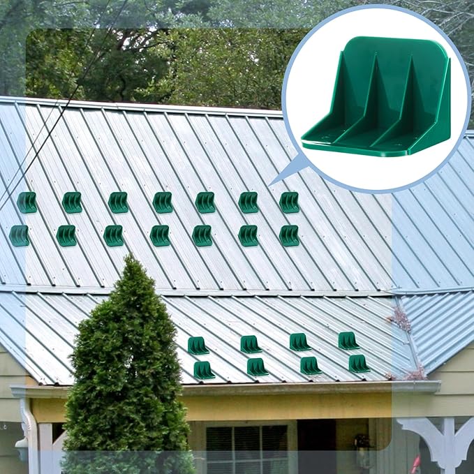 Taiyin 25 Pack Large Snow Guards for Metal Roofs 4 x 3 x 3 Inch Jumbo Ice Guard Snow Stops for Prevent Sliding, Without Screws or Adhesive (Green)