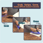 Mess Ranger | Patented Wet/Dry Cleanup Tool with Ramp & Reservoir | Captures 12oz of Liquid Spills & Pet Messes | Squeegee & Dustpan Set for Kitchen or Shop | Replace Paper Towels (Green)
