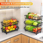 3-Tier Rolling Pantry Organizers and Storage Cart with Wheels – Stackable Wire Snack Cart for Kitchen, Pantry Shelves and Storage Rack for Fruit, Vegetables, Onion, Potato