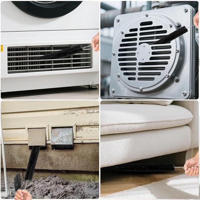 Dryer Vent Cleaner Kit, 2 Pack Dryer Lint Brush, 30 Inch Long Flexible Lint Remover, Refrigerator Coil Cleaning Brush, Home Essentials (Long-Style + Short-Style)