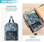 Green Leaf Portable Laundry Bag Backpack with Adjustable Straps & Drawstring Closure, Mesh Pocket - Ideal for College, Apartment, Camping