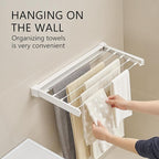 JOOM Laundry Drying Rack Collapsible, Wall Mounted Drying Rack, Clothes Drying Rack, Retractable Drying Racks, 27.5" Wide, 5 Aluminum Rods, 60 lb Capacity (White 27.5")