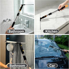 ITTAHO 14" Window Cleaning Tool, All-Purpose Extendable Window Squeegee with 2 Blades and Stainless Steel Pole, Shower Squeegee for Glass Doors,Shower Doors, Windows, Bathroom and Car Windshields